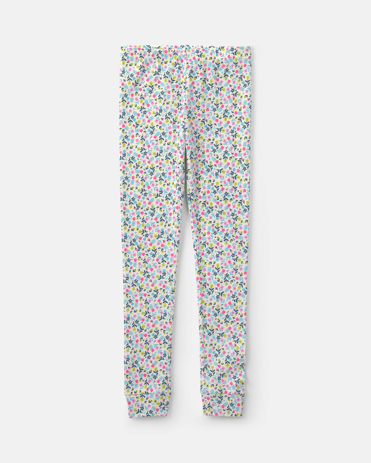 Girls 'Dreamy Vibes' Floral 100% Cotton 4-Piece Pajama Set - Green/Pink - Image 2