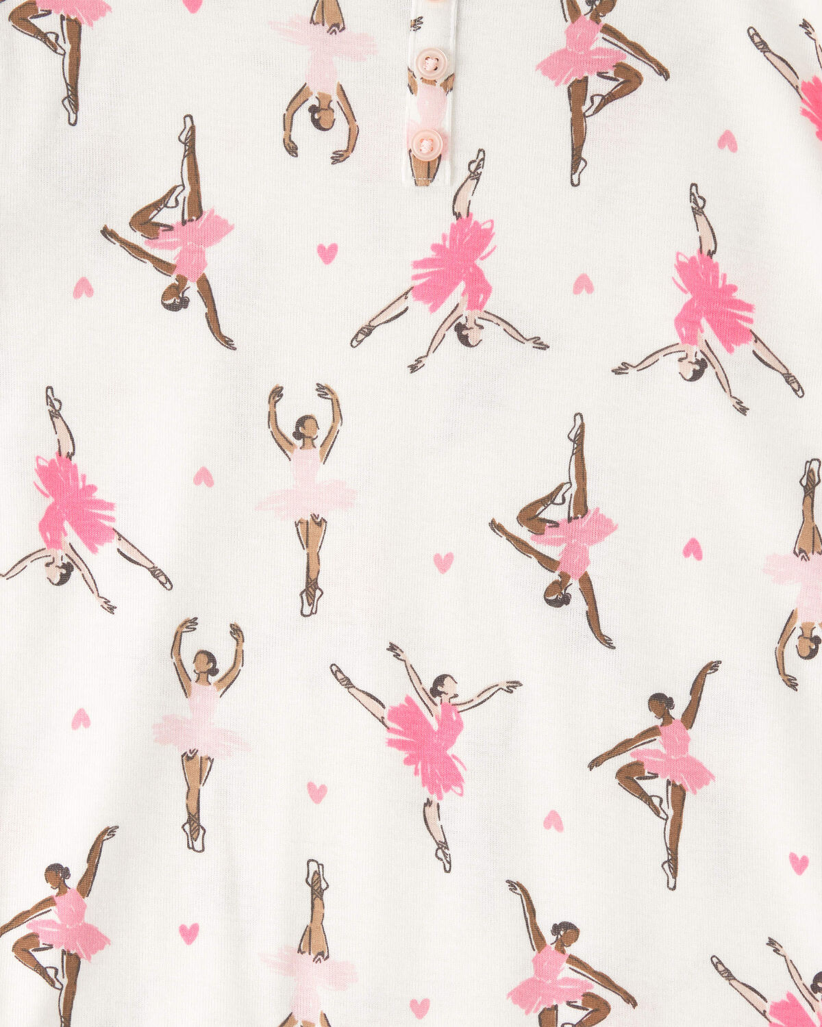Girls 'Always On Pointe' Ballerina 100% Cotton 4-Piece Pajama Set - Pink/White - Image 3