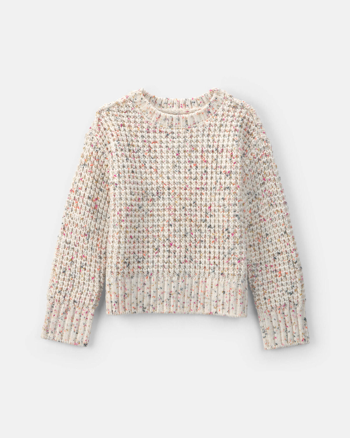 Girls Waffle Knit Sweater - Cream