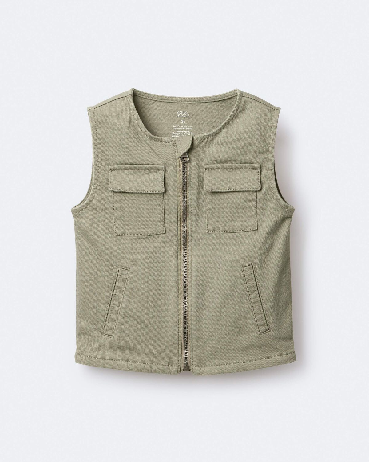 Toddler Zip-Up Vest - Olive - Image 2