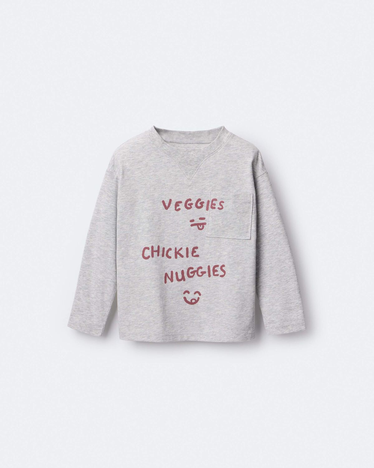 Toddler 'Chicken Nuggies' Long-Sleeve Pocket Graphic Tee - Heather Grey - Image 2