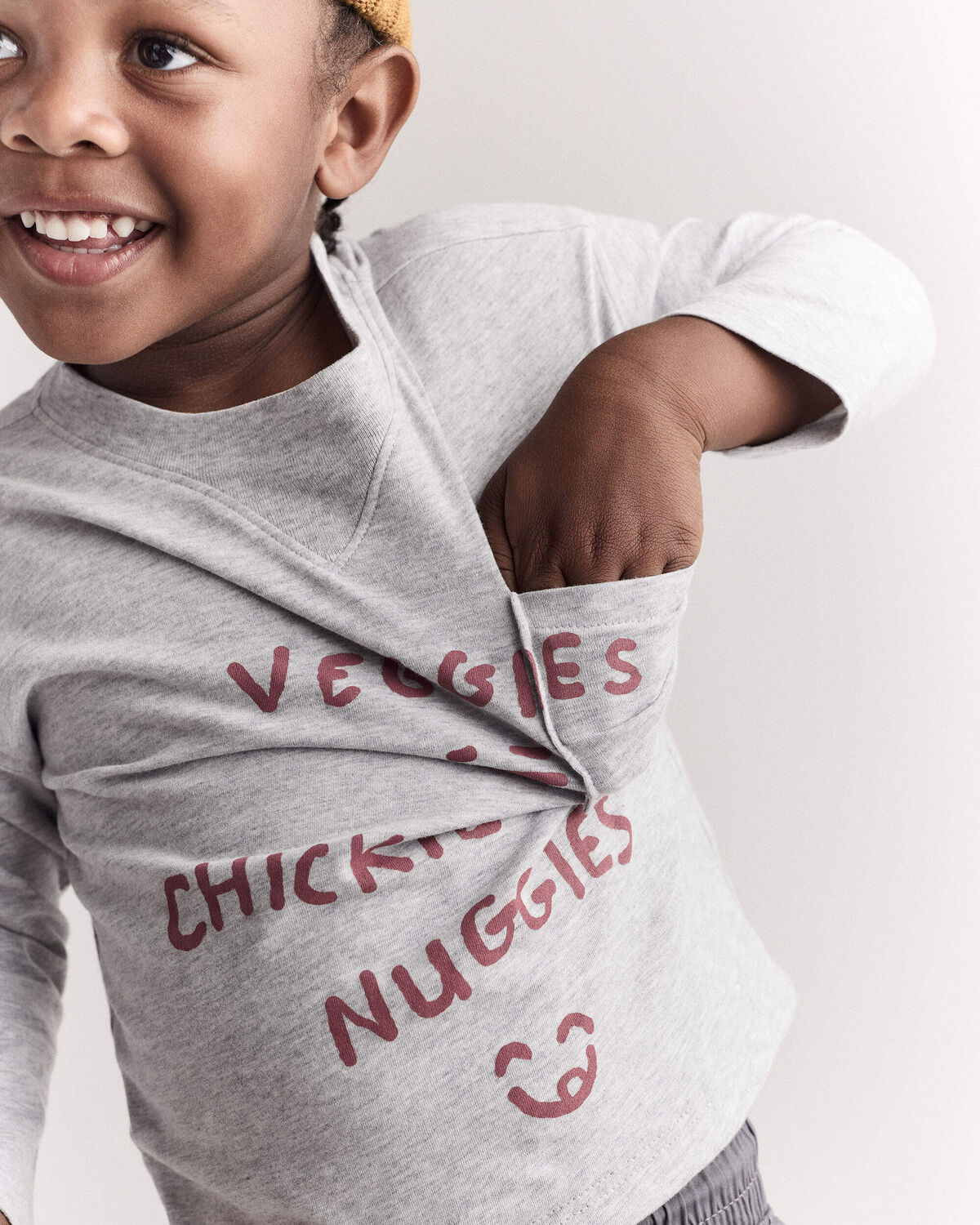 Toddler 'Chicken Nuggies' Long-Sleeve Pocket Graphic Tee - Heather Grey - Image 3