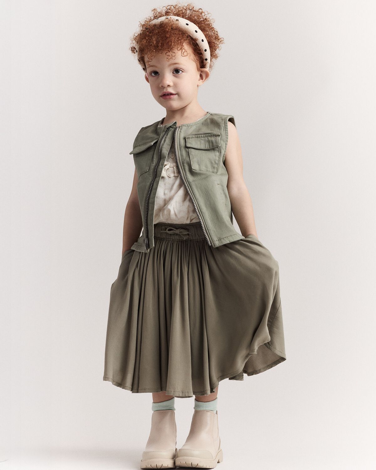 Toddler Zip-Up Vest - Olive - Image 6