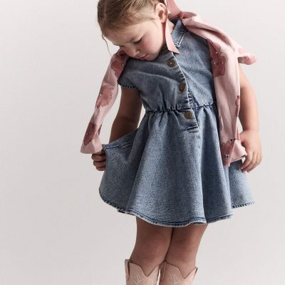 Toddler Girl Avenue Twirl™ Denim Dress in Avenue Wash - Blue