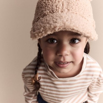 Toddler Bear Sherpa Baseball Hat - Tan