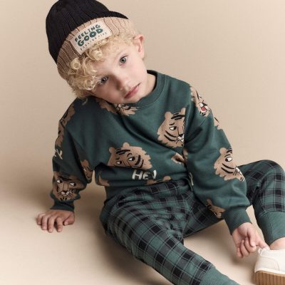 Toddler 'Feeling Good' Reversible Beanie - Black/Tan