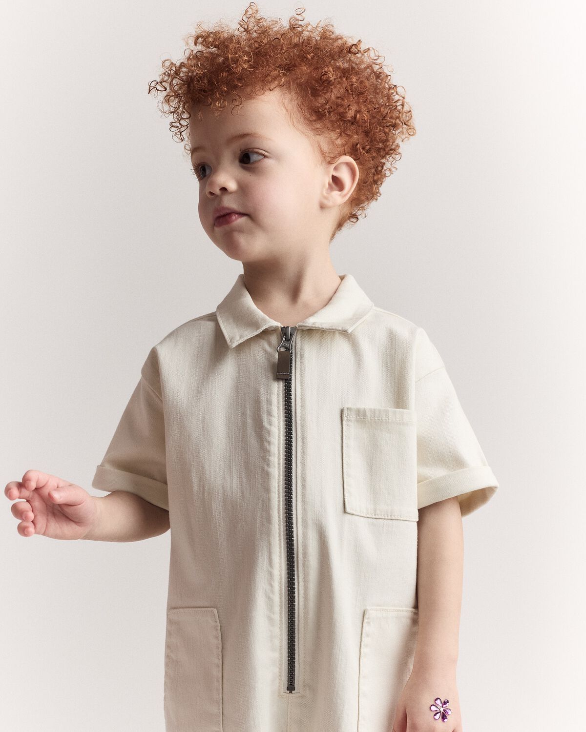Toddler Day Out™ Cropped Jumpsuit - Cream - Image 3