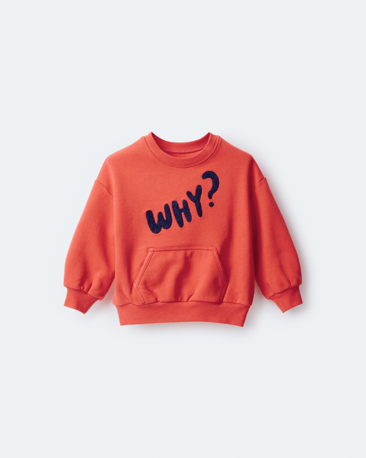 Toddler 'Why?' Graphic Pullover Sweatshirt - Orange - Image 2
