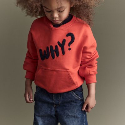 Toddler 'Why?' Graphic Pullover Sweatshirt - Orange