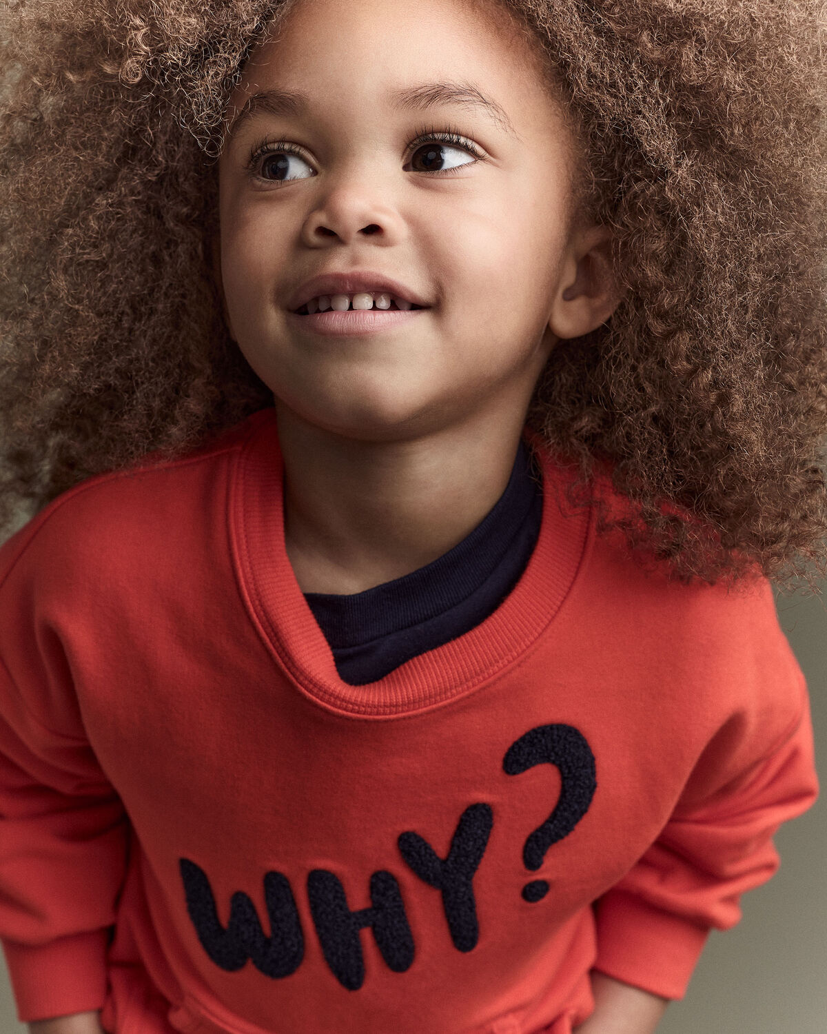 Toddler 'Why?' Graphic Pullover Sweatshirt - Orange - Image 5