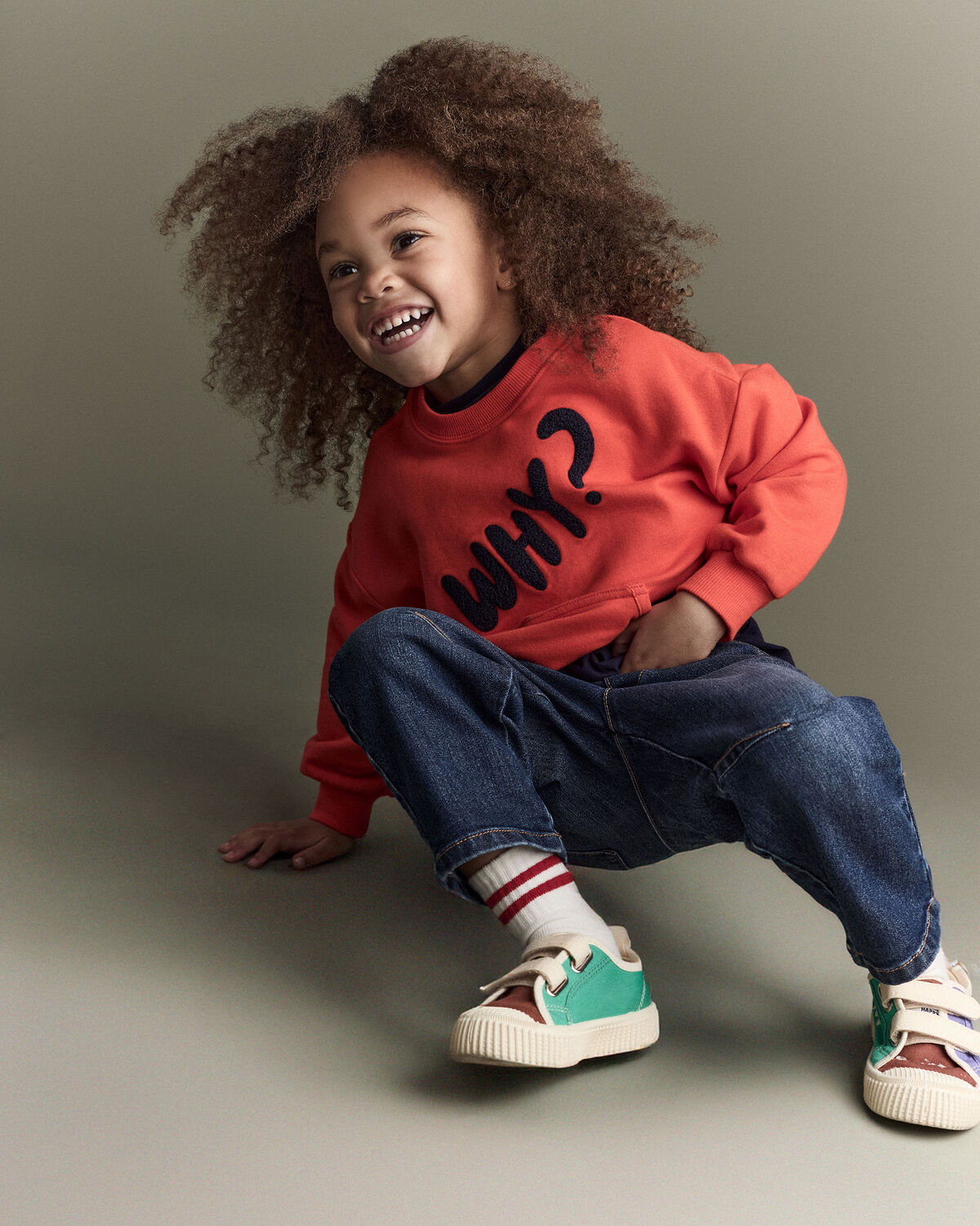 Toddler 'Why?' Graphic Pullover Sweatshirt - Orange - Image 6