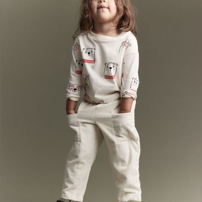 Toddler Boy Corduroy Pocket Pant - Cream