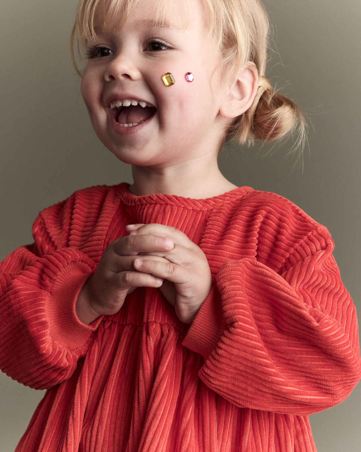 Toddler Girl Long-Sleeve Corduroy Dress - Orange - Image 3