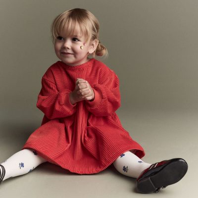 Toddler Girl Long-Sleeve Corduroy Dress - Orange