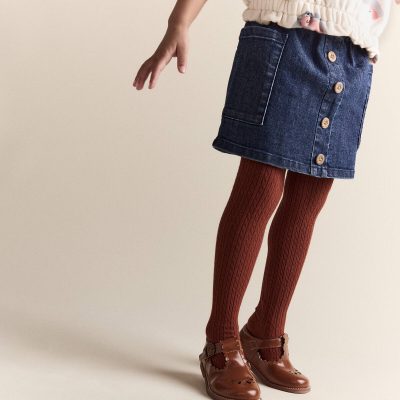 Toddler Girl Denim Skirt with Otter Pockets - Blue