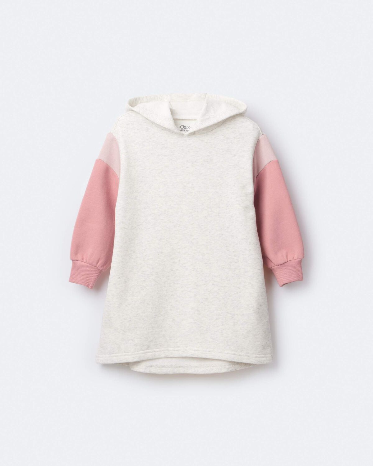 Toddler Girl Colorblock Long-Sleeve Hooded Sweatshirt Dress - Light Heather Grey - Image 2