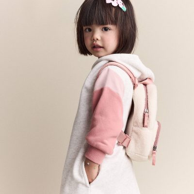 Toddler Girl Colorblock Long-Sleeve Hooded Sweatshirt Dress - Light Heather Grey