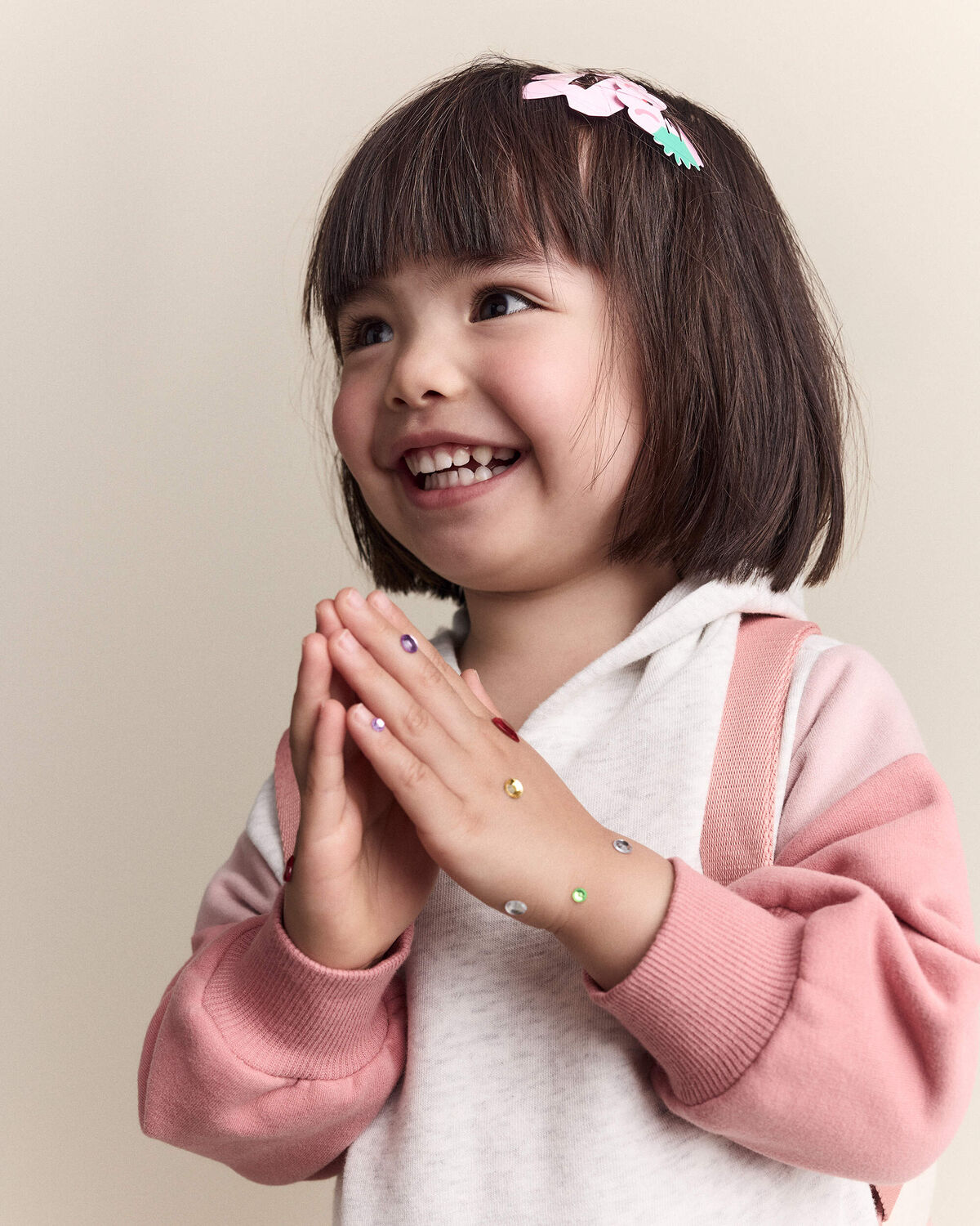 Toddler Girl Colorblock Long-Sleeve Hooded Sweatshirt Dress - Light Heather Grey - Image 5