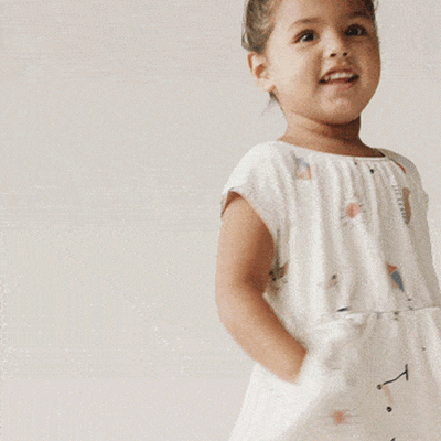 Toddler Girl Avenue Twirl™ Dress in Park Day Print - Cream