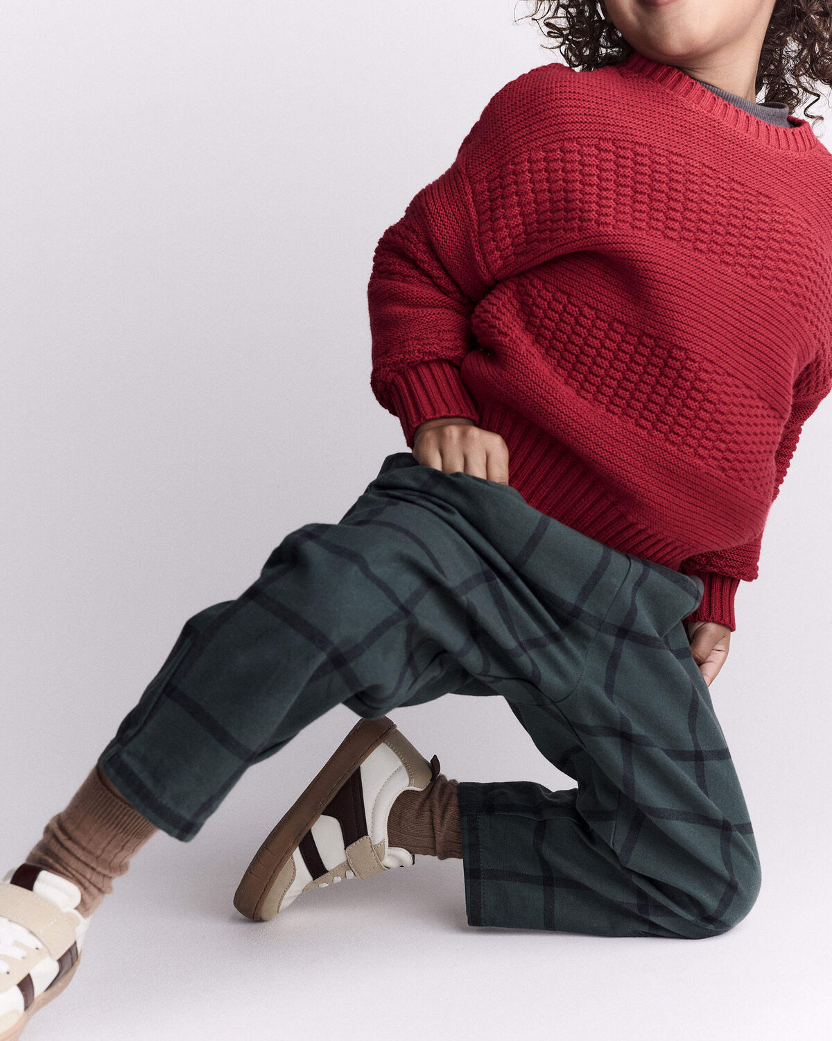 Toddler Boy Pull-On Pant in Plaid - Dark Green - Image 3