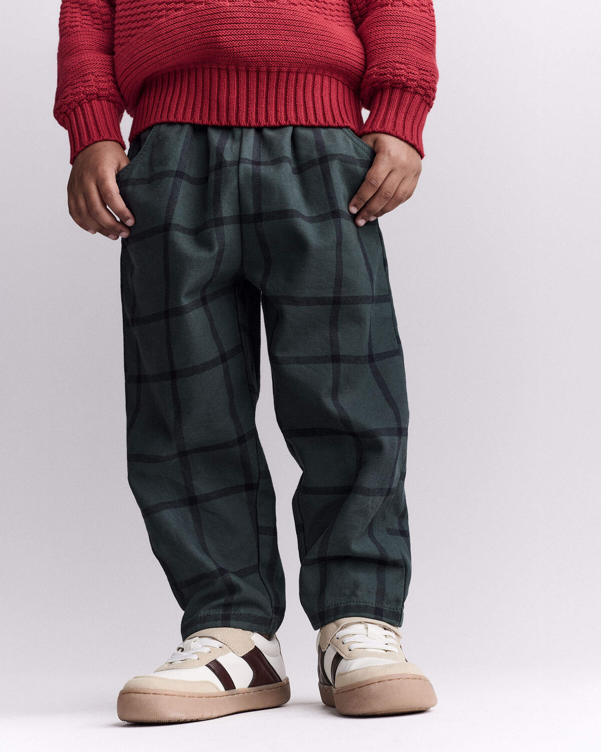 Toddler Boy Pull-On Pant in Plaid - Dark Green - Image 4