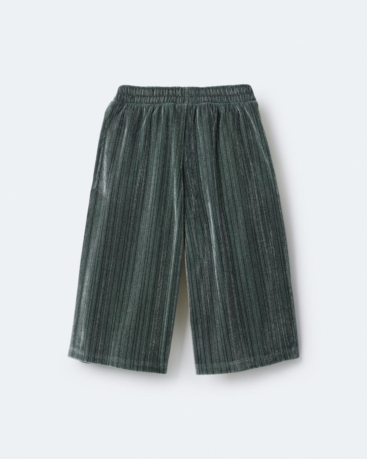 Toddler Girl Velvety Wide-Leg Pant with Bow - Dark Green - Image 4