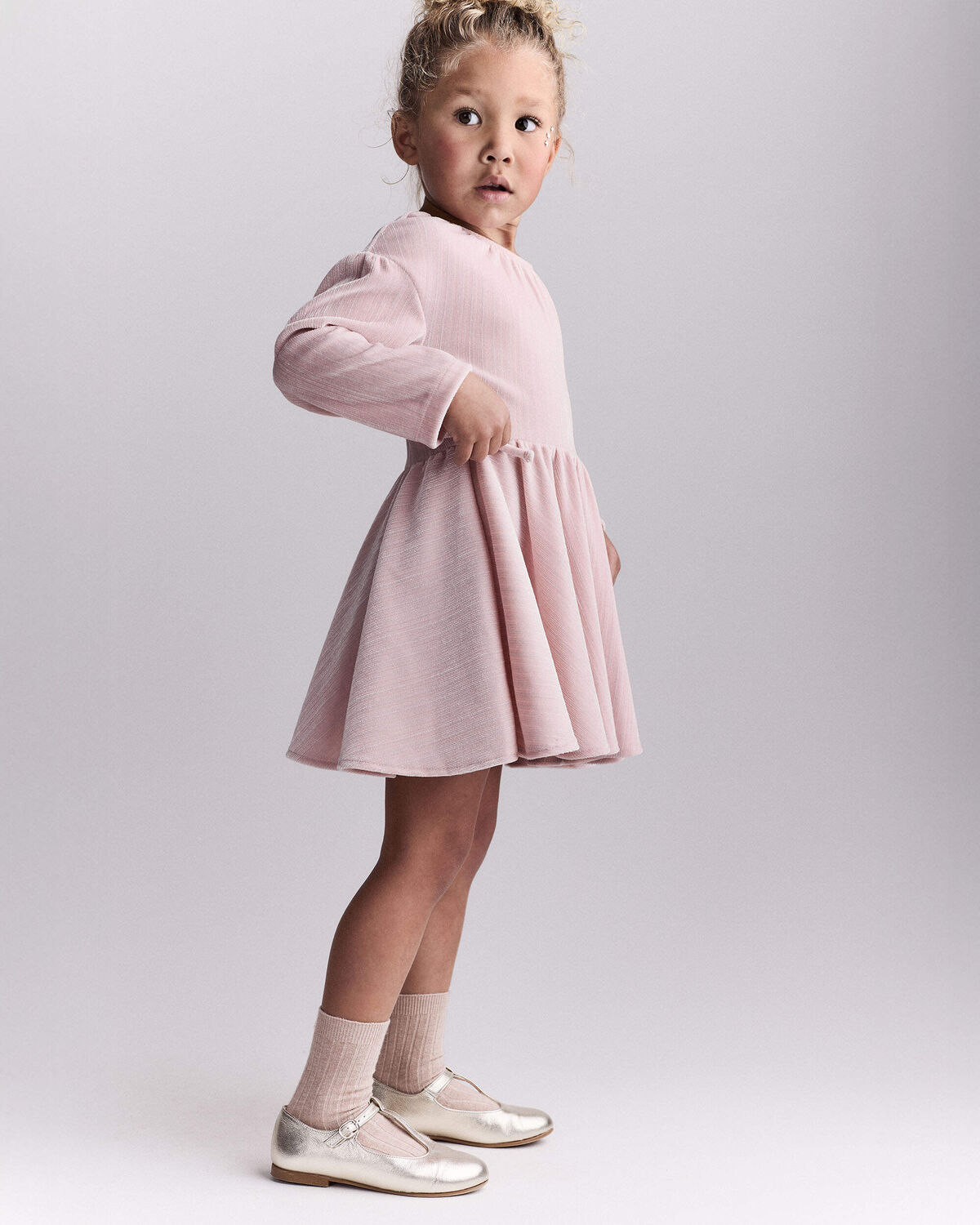 Toddler Girl Velvety Avenue Twirl™ Dress - Light Pink - Image 3