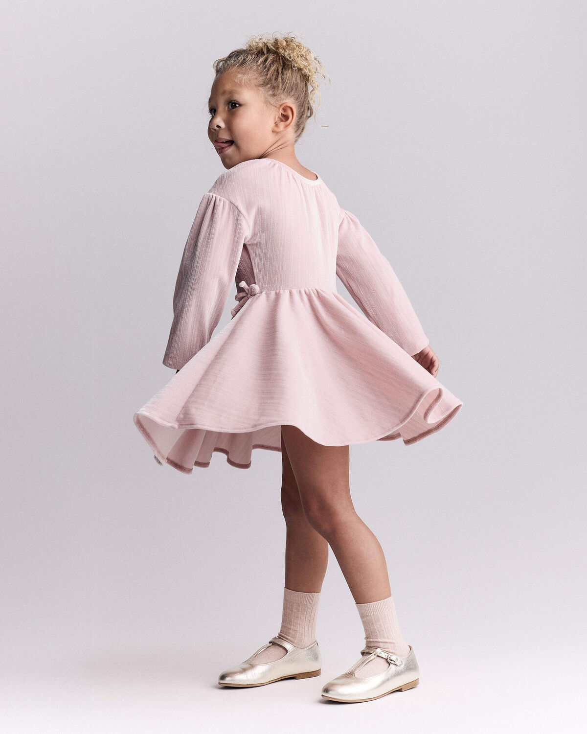 Toddler Girl Velvety Avenue Twirl™ Dress - Light Pink - Image 4