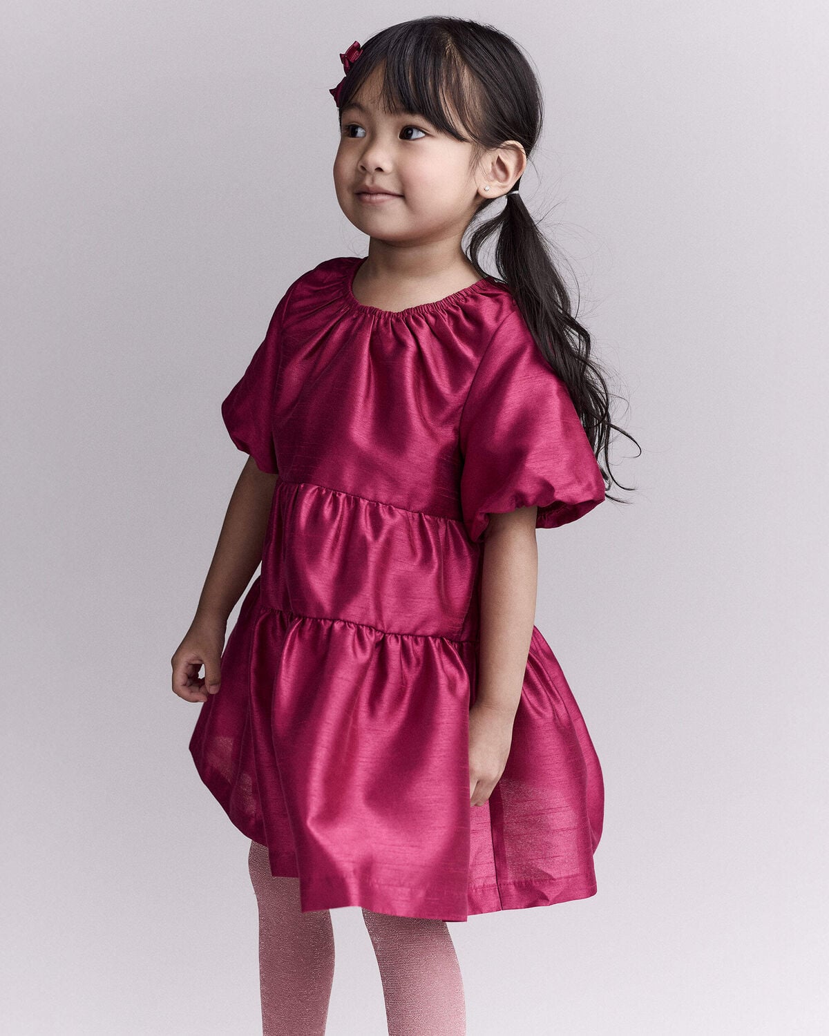 Toddler Girl Puff-Sleeve Tiered Party Dress - Pink - Image 4