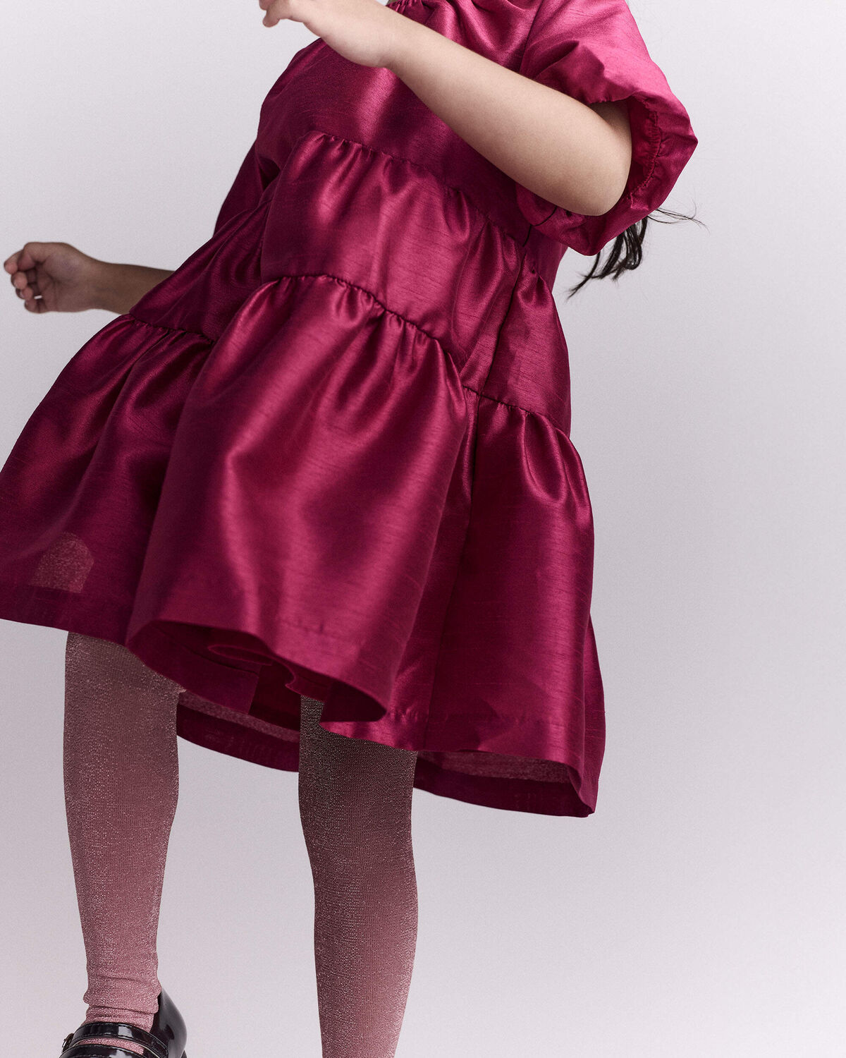 Toddler Girl Puff-Sleeve Tiered Party Dress - Pink - Image 5