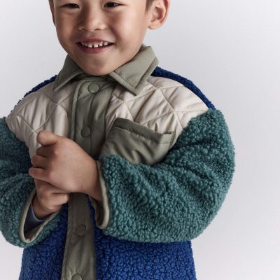 Toddler Boy Colorblock Sherpa Jacket - Blue/Cream