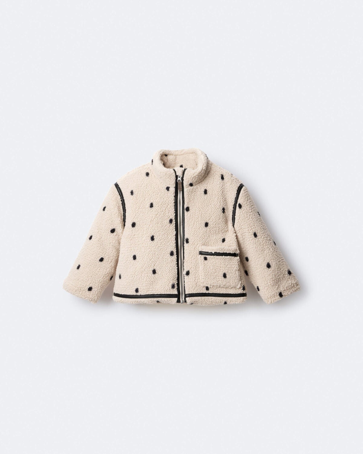 Toddler Girl Polka Dot Sherpa Jacket - Ivory - Image 2