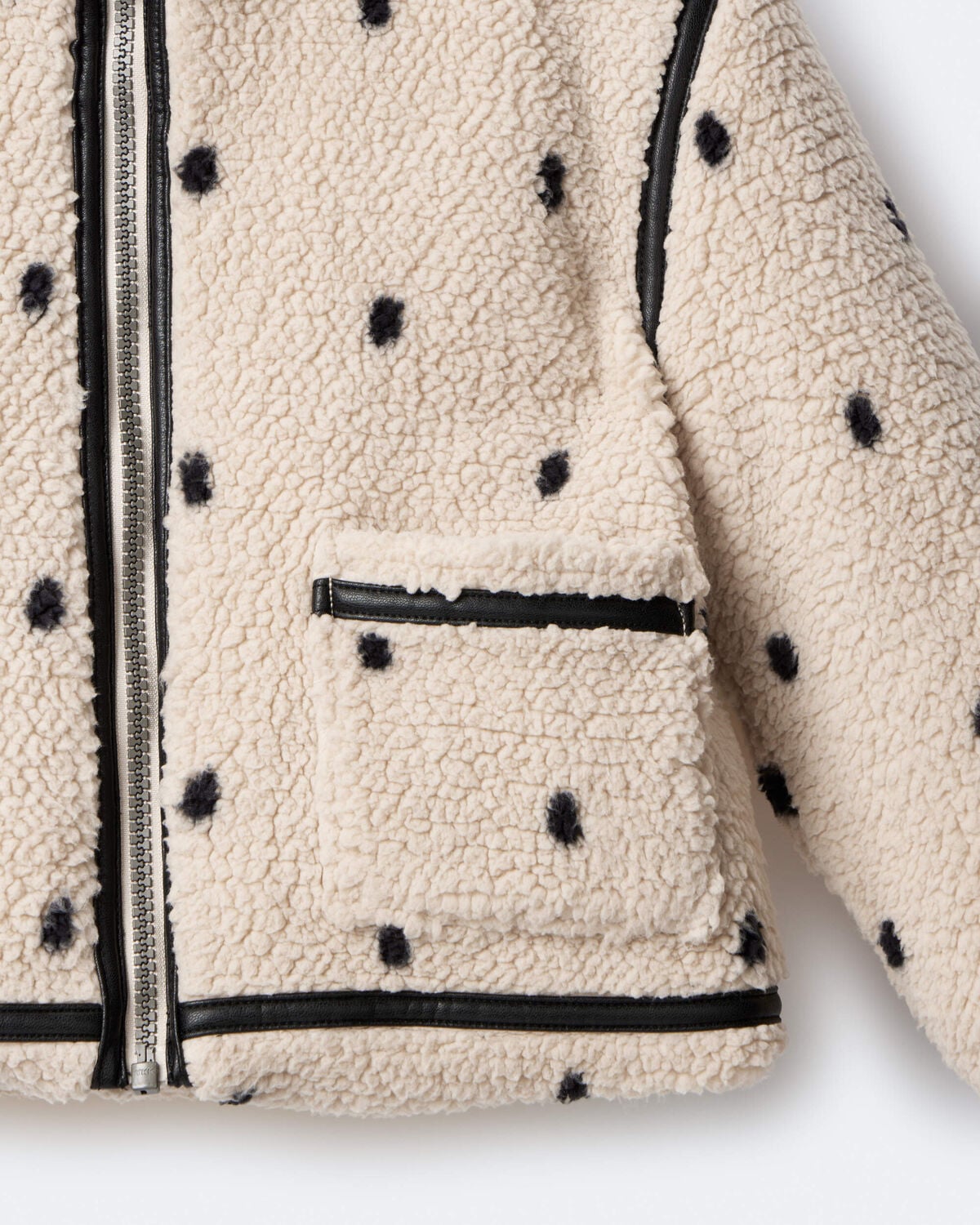 Toddler Girl Polka Dot Sherpa Jacket - Ivory - Image 6