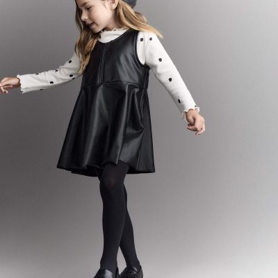 Toddler Girl Faux Leather Sleeveless Dress - Black