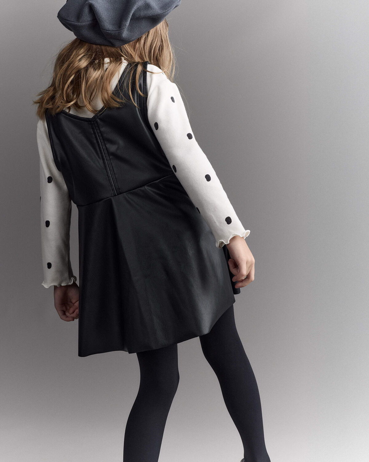 Toddler Girl Faux Leather Sleeveless Dress - Black - Image 5
