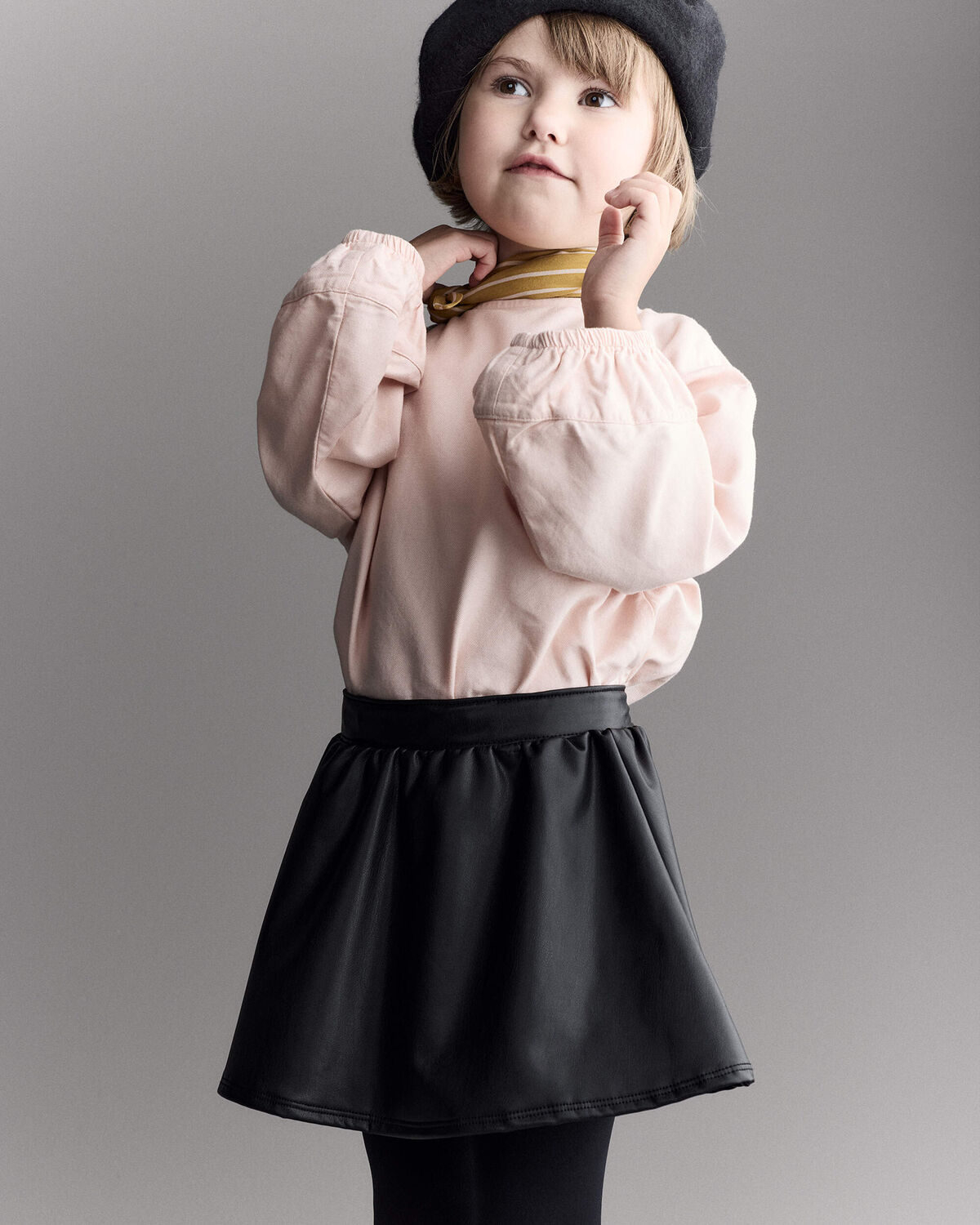 Toddler Girl Reagan Skort in Faux Leather - Black - Image 6