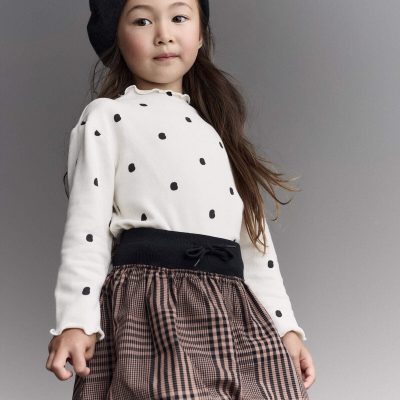 Toddler Girl Bubble Skirt in Plaid - Tan