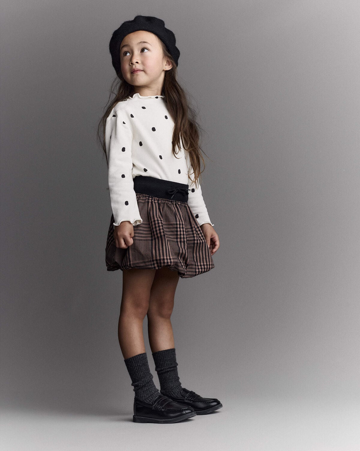 Toddler Girl Bubble Skirt in Plaid - Tan - Image 4
