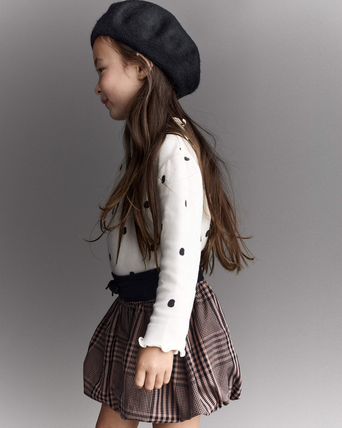 Toddler Girl Bubble Skirt in Plaid - Tan - Image 5