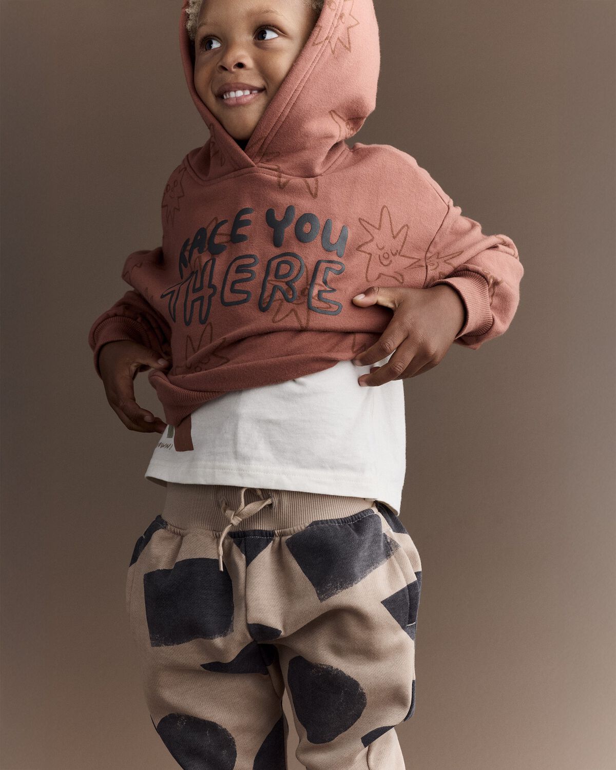 Toddler Race You There' Fleece Hoodie - Rust - Image 4