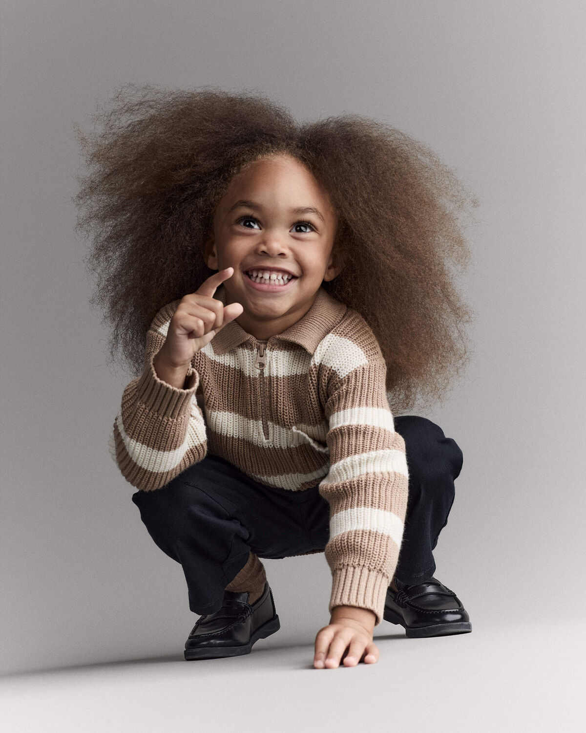 Toddler Striped Quarter-Zip Sweater - Tan/White - Image 5