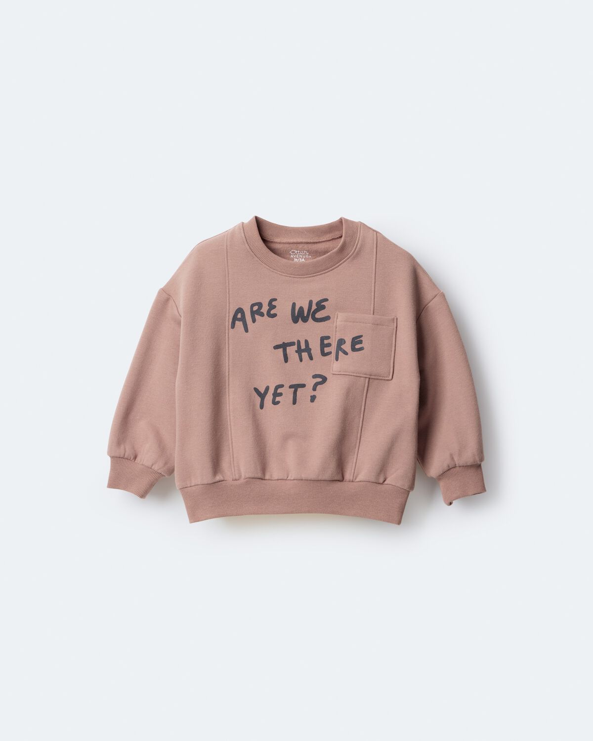 Toddler Neutral Are We There Yet' Pullover Sweatshirt - Mocha Brown - Image 2