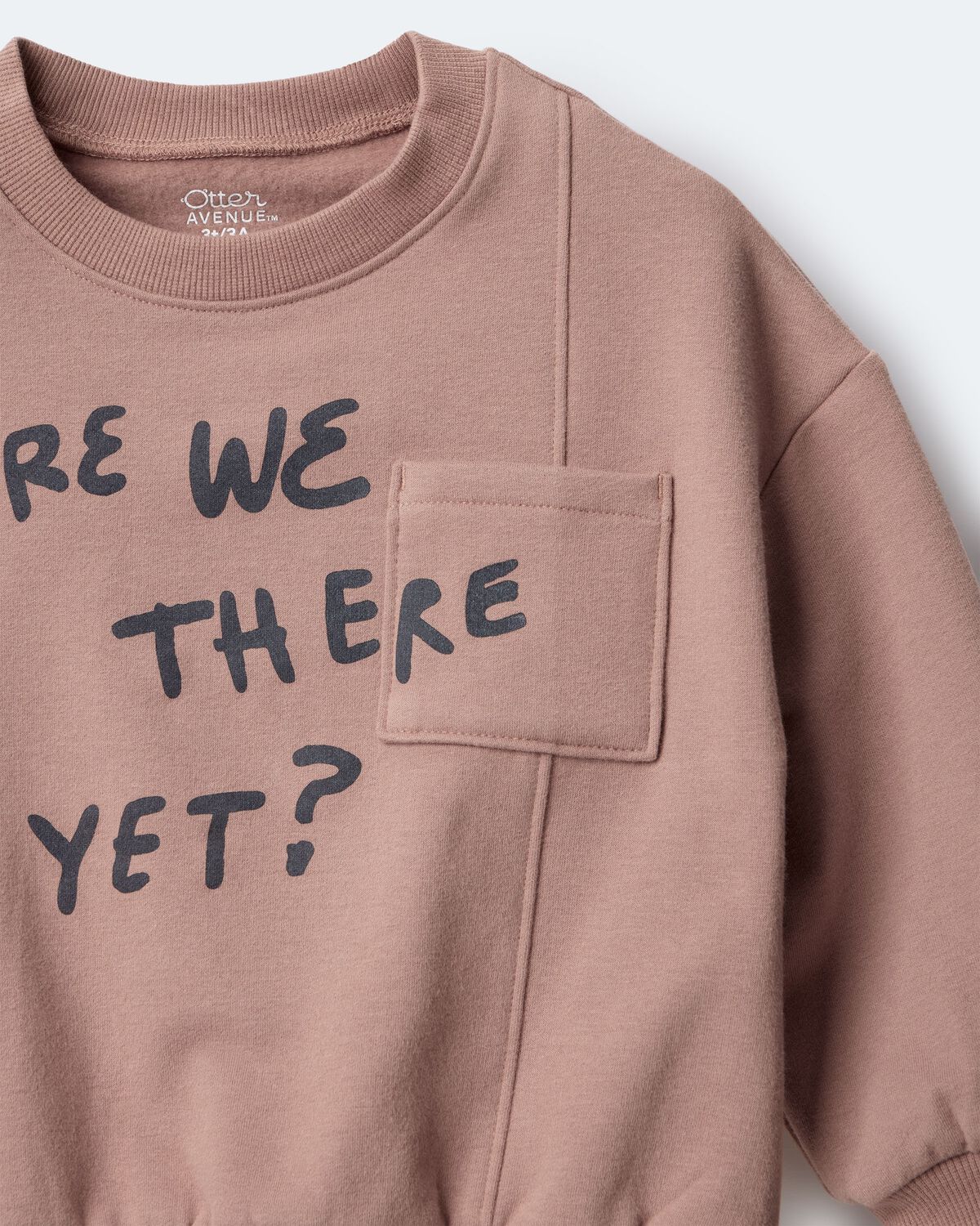 Toddler Neutral Are We There Yet' Pullover Sweatshirt - Mocha Brown - Image 6