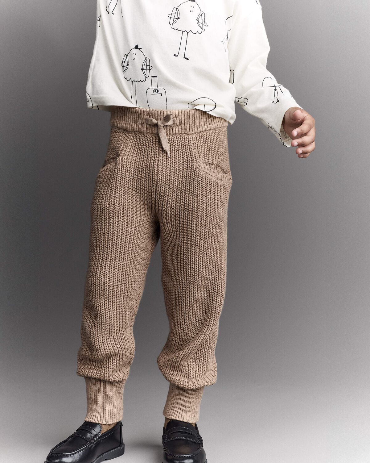 Toddler Sweater Jogger Pant - Tan - Image 3