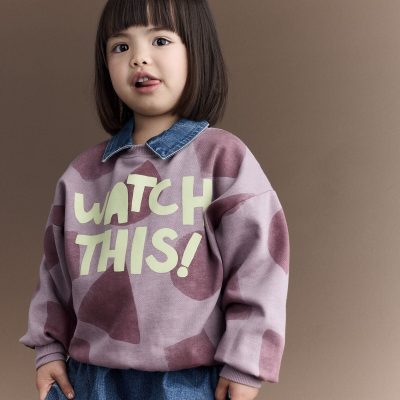 Toddler Girl Watch This!' Shapes Dolman-Sleeve Sweatshirt - Mauve