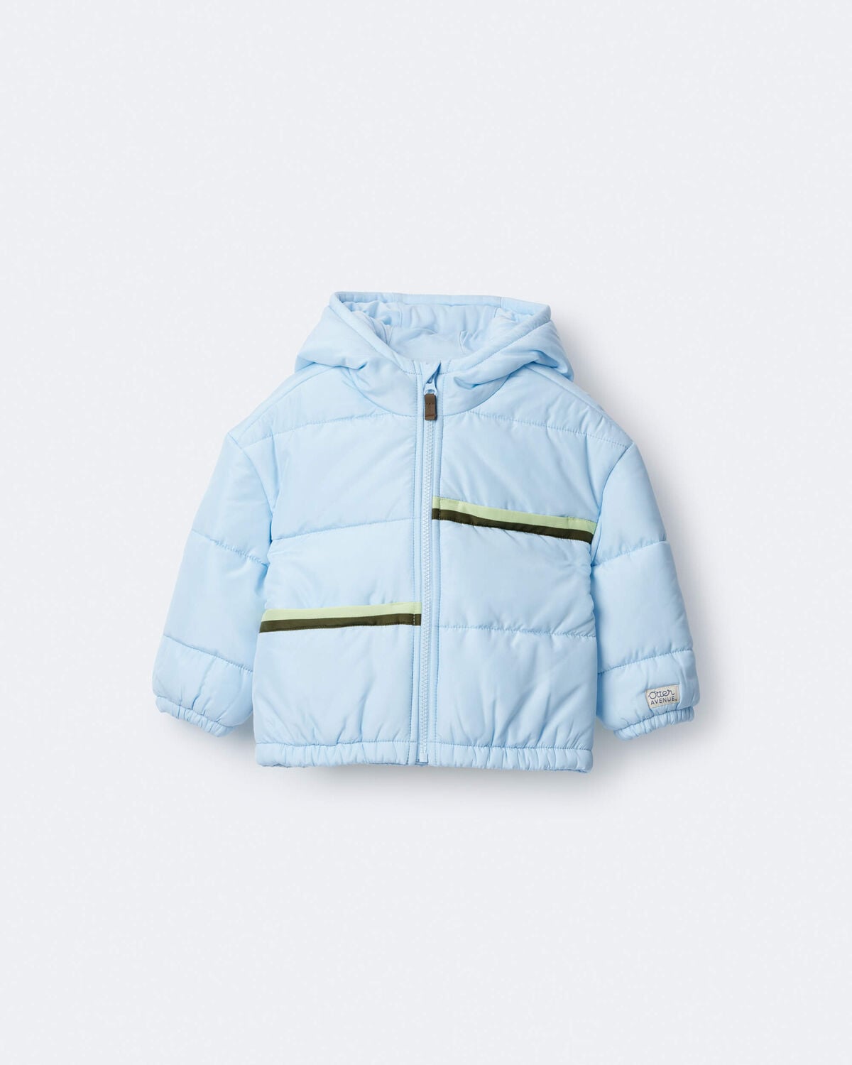 Toddler Boy Zip-Up Hooded Puffer - Light Blue - Image 2