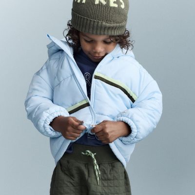 Toddler Boy Zip-Up Hooded Puffer - Light Blue