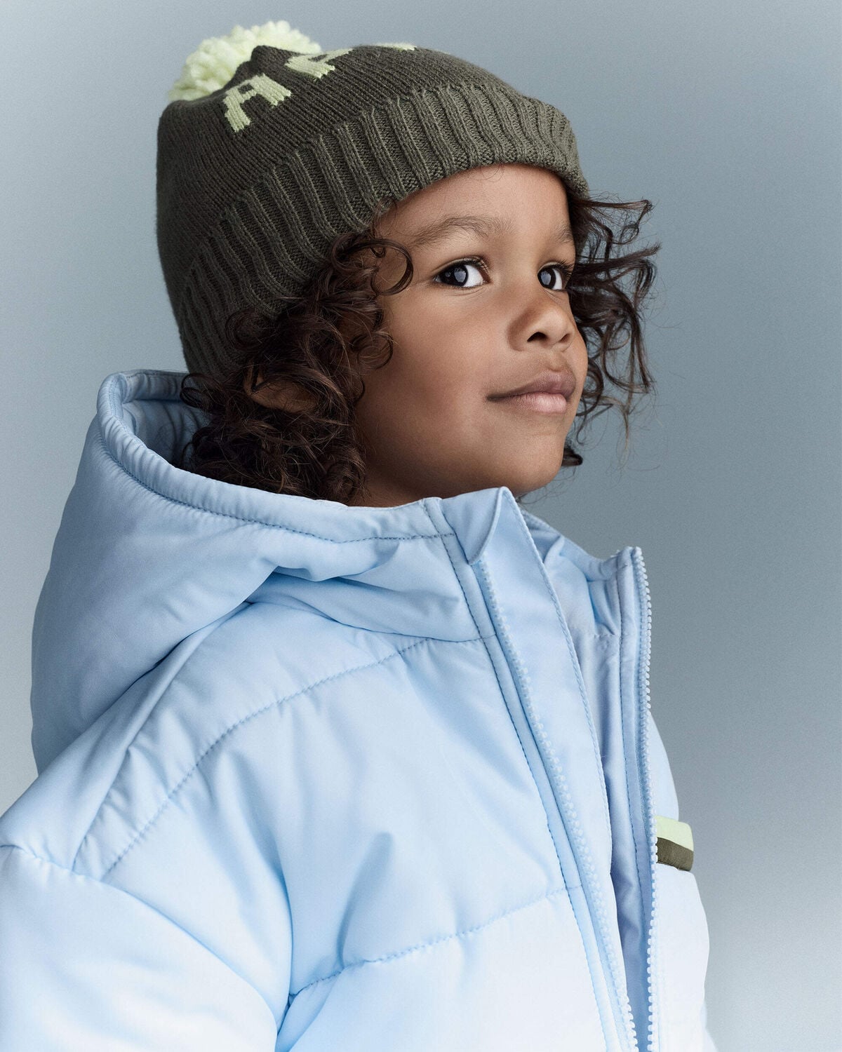 Toddler Boy Zip-Up Hooded Puffer - Light Blue - Image 3