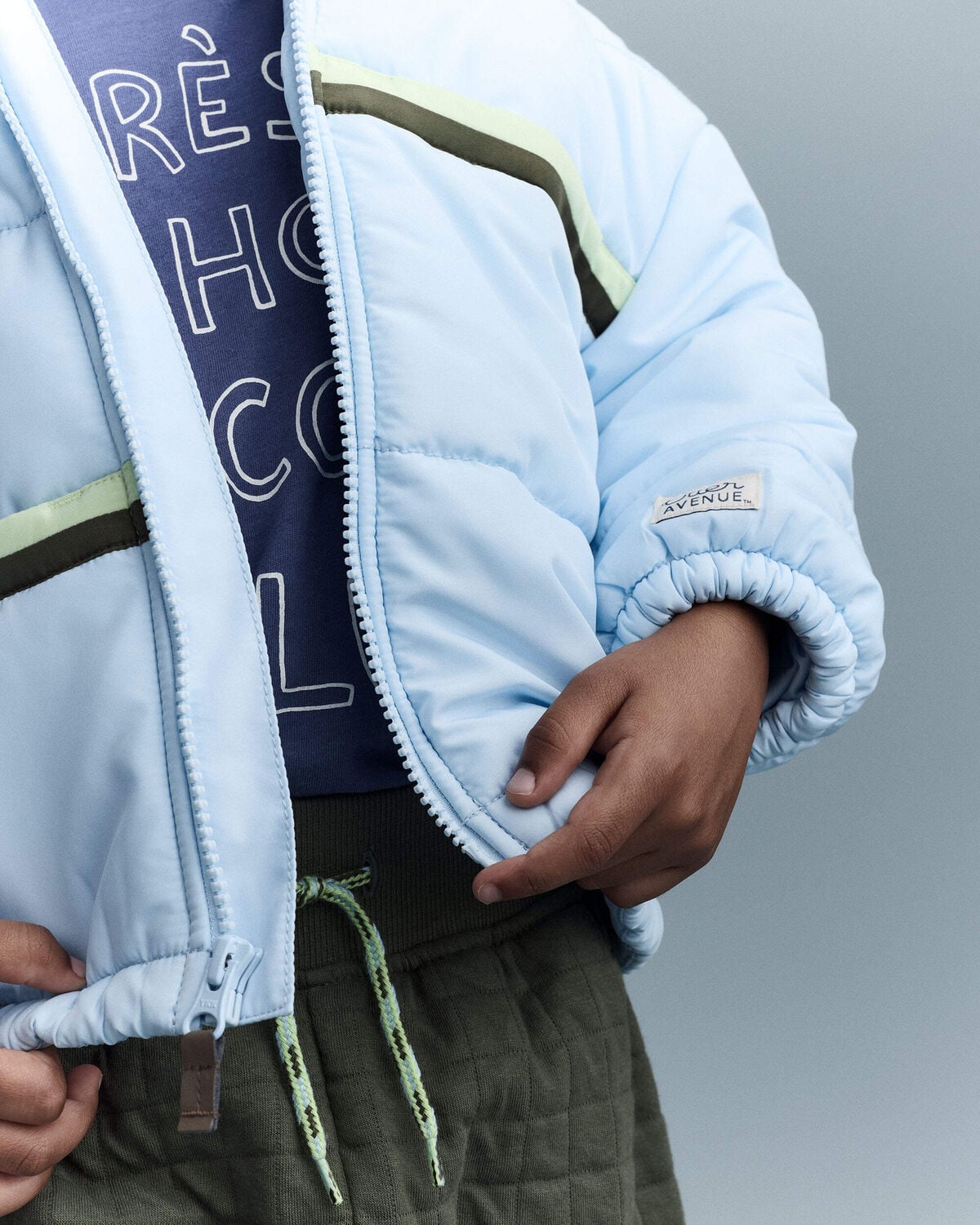 Toddler Boy Zip-Up Hooded Puffer - Light Blue - Image 5