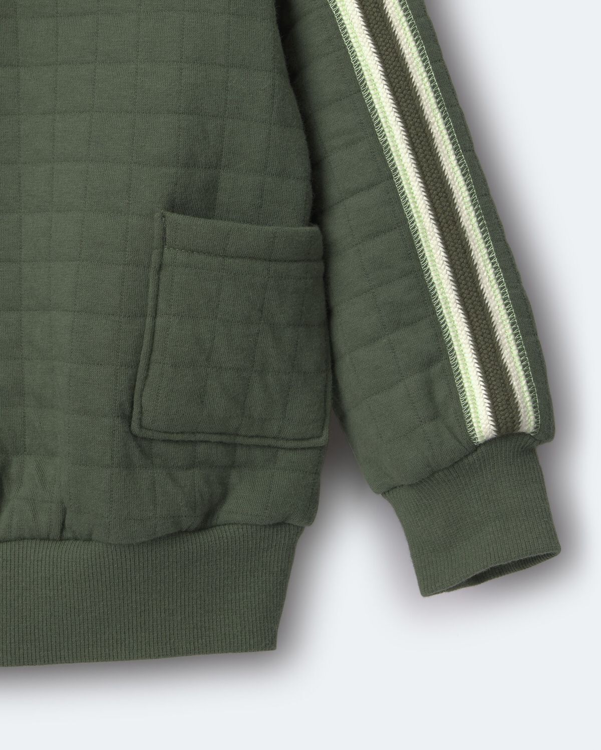 Toddler Boy Quarter-Zip Sweatshirt with Pockets - Olive - Image 6